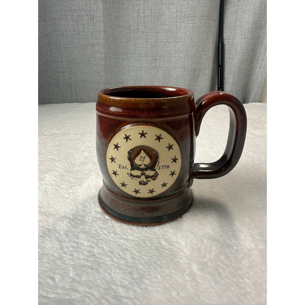 Zero Foxtrot Mug Unisex OS Burgundy Excellent 1776 Spade Skull Stoneware USA